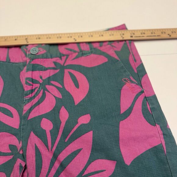 Vintage O'Neil Jr's 13 Green Pink 100% Ripstop Cotton Hawaiian Board Shorts - Picture 6 of 16